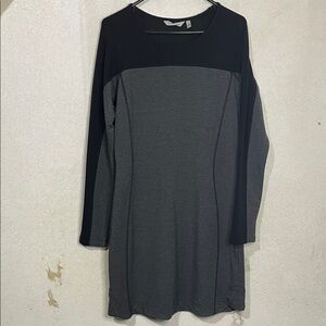 Athleta Black and Gray Long Sleeve Midi Dress